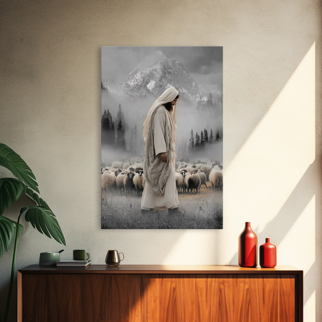 Mountain Mercy - Framed Canvas Print - Christian Wall Art - Jesus Painting - Christian Art Canvas - Moody Christian Art - Christmas Art