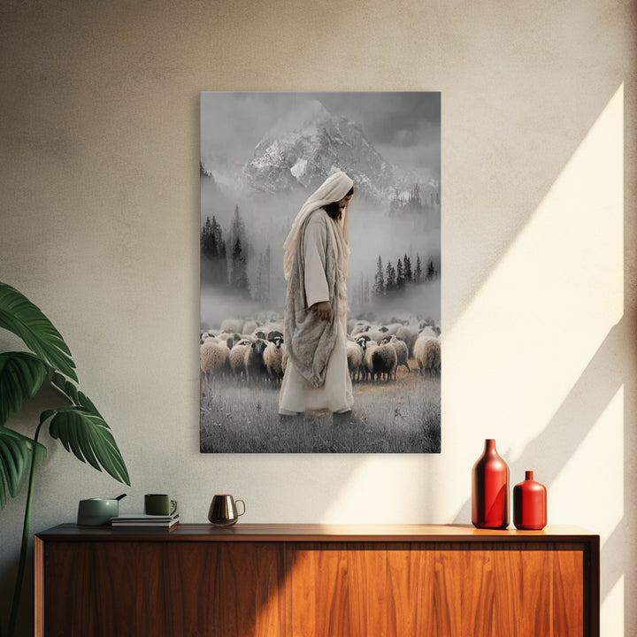 Mountain Mercy - Framed Canvas Print - Christian Wall Art - Jesus Painting - Christian Art Canvas - Moody Christian Art - Christmas Art