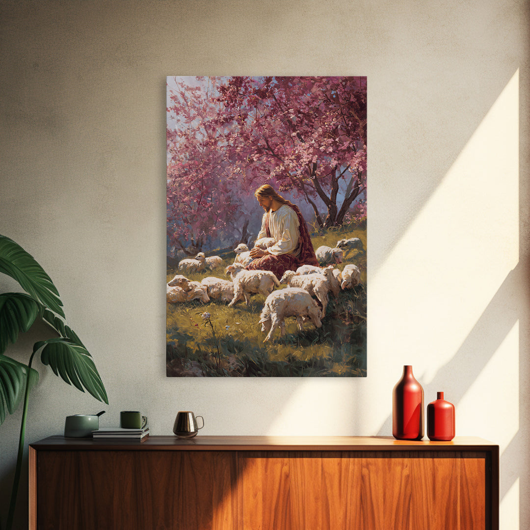 Blossoms Of Peace - Framed Canvas Print - Christian Art Canvas - Jesus Painting - Christian Wall Art - Spring Christian Art - Christian Gif