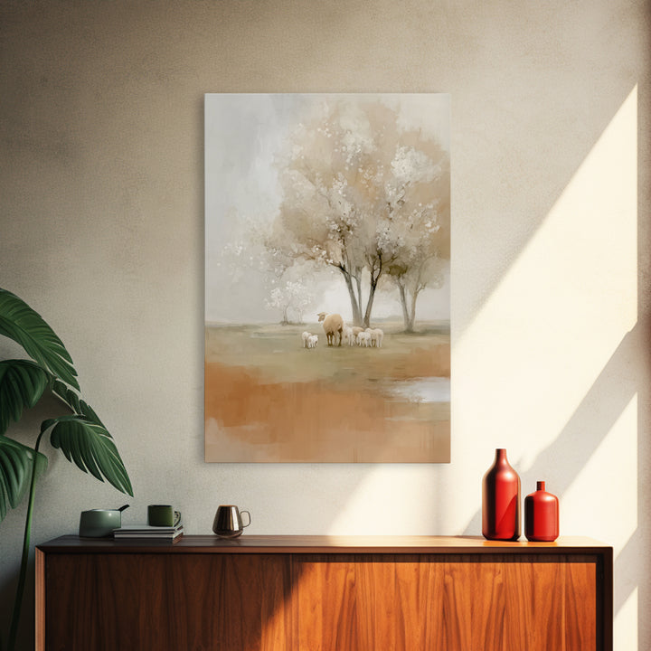 Gentle Meadow Calm - Framed Canvas Print - Christian Wall Art - Christian Art Canvas - Pastoral Scenery - Subtle Christian Art - Christian