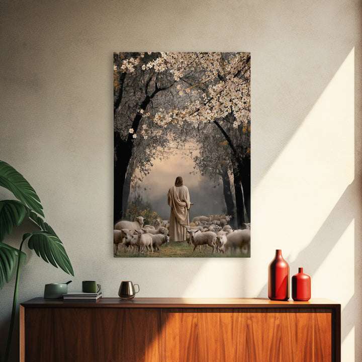 Blossom Path – Framed Canvas Print – Christian Art Canvas – Christian Art Print – Jesus Painting – Christian Wall Art – Christian Christmas
