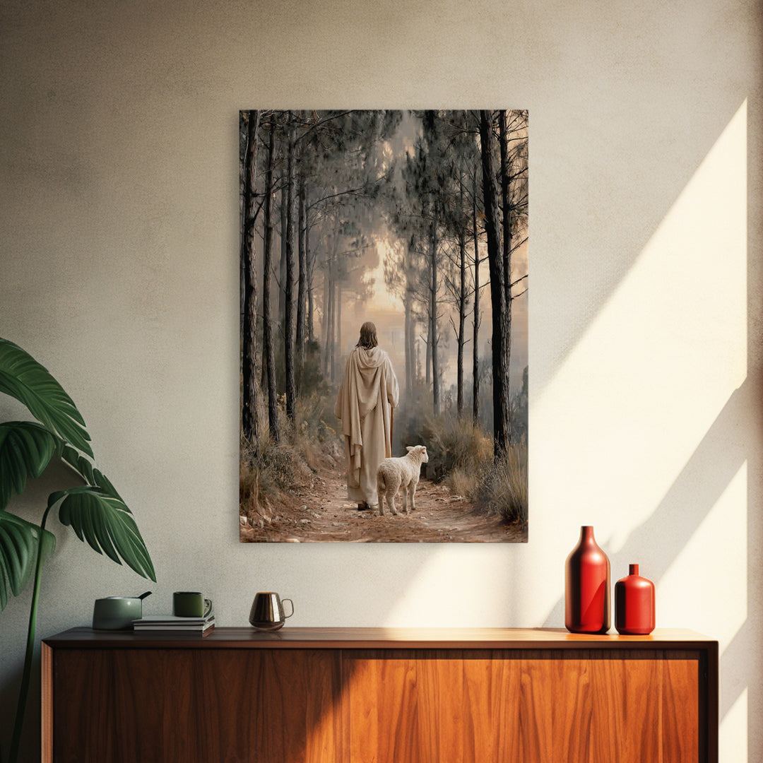 Autumn Ascent – Framed Canvas Print – Christian Wall Art – Jesus Painting – Christian Art Canvas – Minimalist Christian Art – Christian Dec