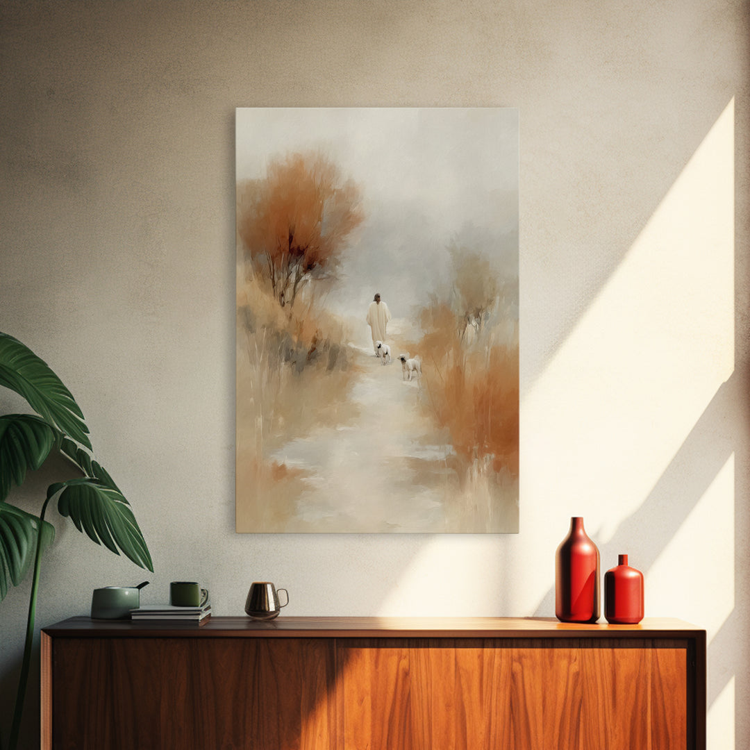 Desert Pathway – Framed Canvas Print – Christian Art Canvas – Christian Wall Art – Jesus Painting – Moody Christian Art – Christian Gift Id