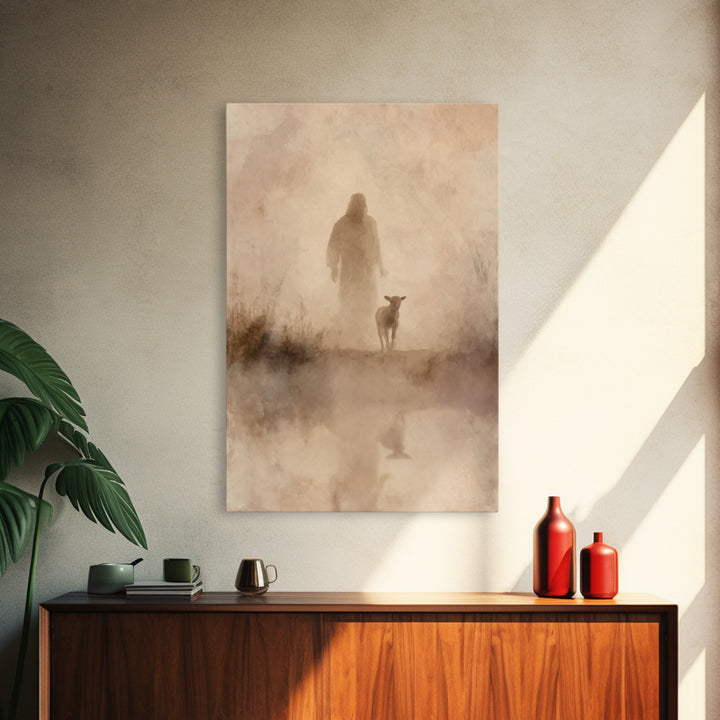 Shepherd’s Dawn – Framed Canvas Print – Christian Wall Art – Jesus Painting – Christian Art Canvas – Vintage Christian Art – Christian Art