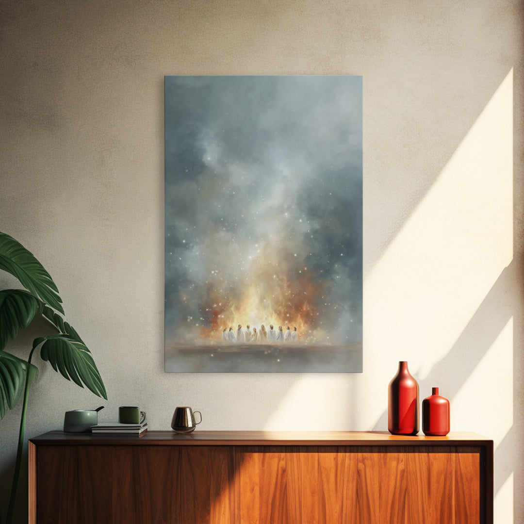 Heavenly Fire – Framed Canvas Print – Christian Wall Art – Christian Art Canvas – Jesus Painting – Moody Christian Art – Large Christian Pa