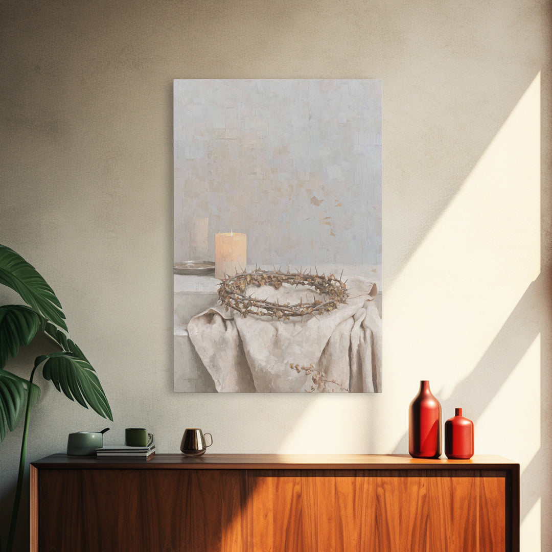 Mercy Crown Light, Framed Canvas Print, Christian Art Canvas, Christian Wall Art, Modern Christian Art, Christian Gift
