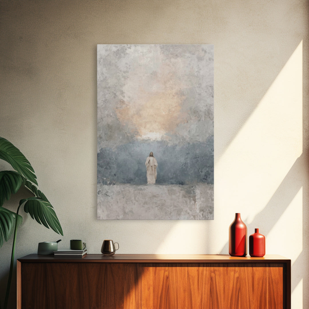 Dawn Of Mercy – Framed Canvas Print – Christian Wall Art – Christian Art Canvas – Jesus Painting – Minimalist Christian Art – Christian Art