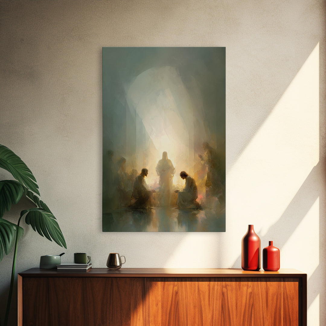 Radiant Supper – Framed Canvas Print – Christian Art Canvas – Christian Wall Art – Modern Christian Painting – Jesus Painting – Christian A
