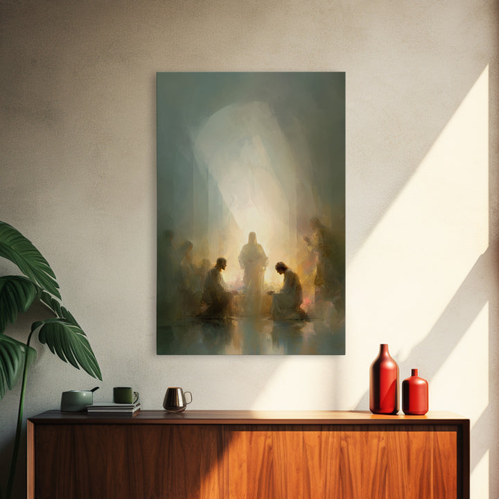 Radiant Supper – Framed Canvas Print – Christian Art Canvas – Christian Wall Art – Modern Christian Painting – Jesus Painting – Christian A