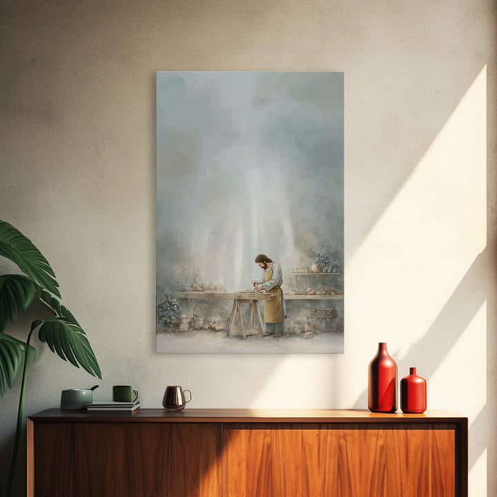 Workshop Of Faith – Framed Canvas Print – Christian Wall Art – Christian Art Canvas – Modern Christian Art – Subtle Christian Art – Christi