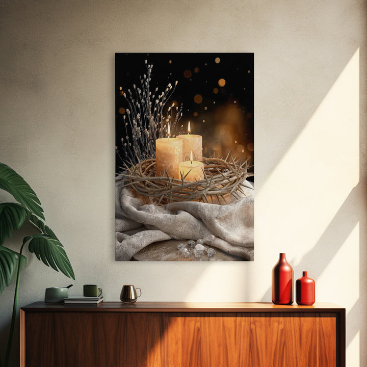 Crown Of Light – Framed Canvas Print – Christian Wall Art – Christian Art Canvas – Christmas Art – Christian Decor – Moody Christian Art