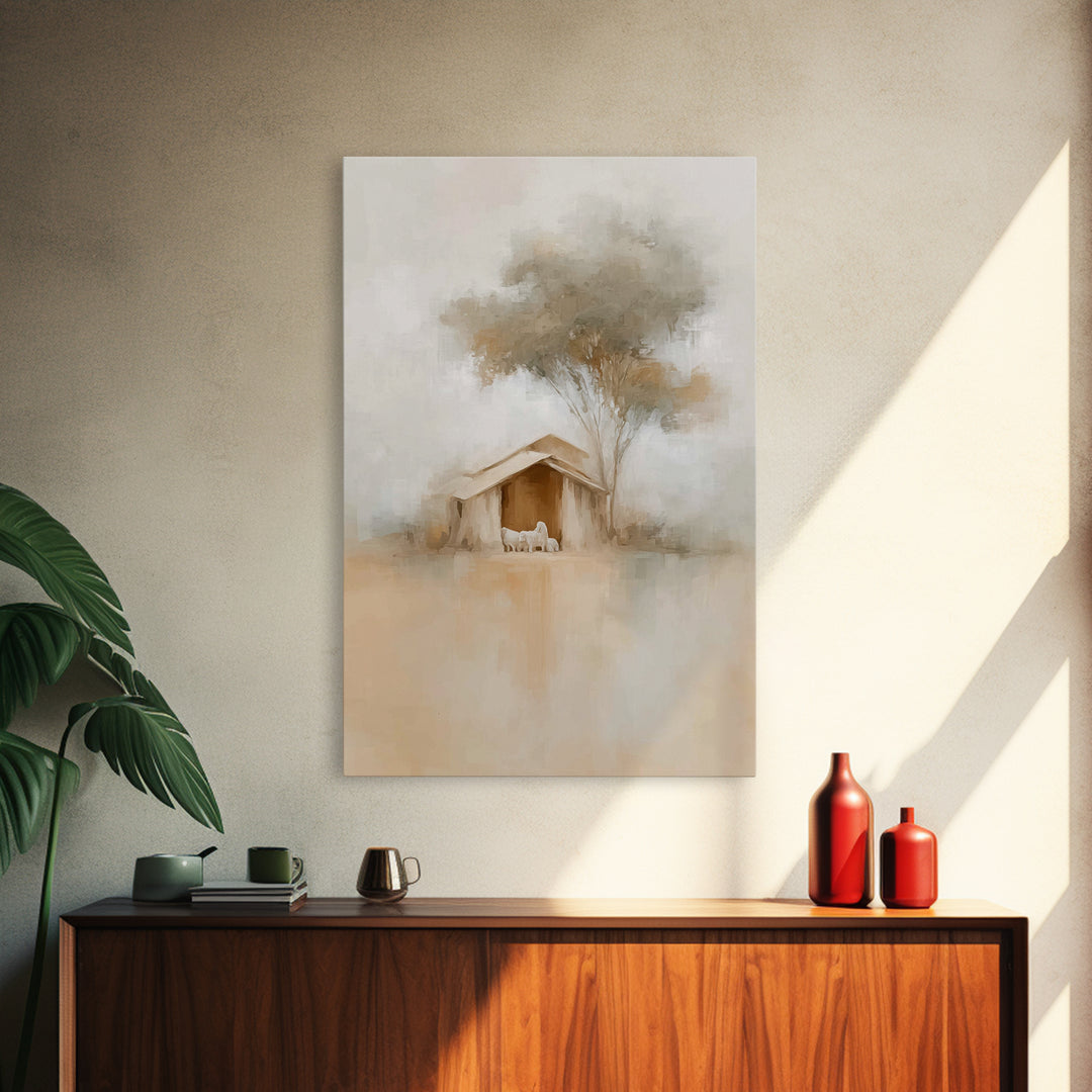 Silent Manger Peace – Framed Canvas Print – Christian Art Canvas – Minimalist Christian Art – Christmas Wall Art – Unique Christian Art – C
