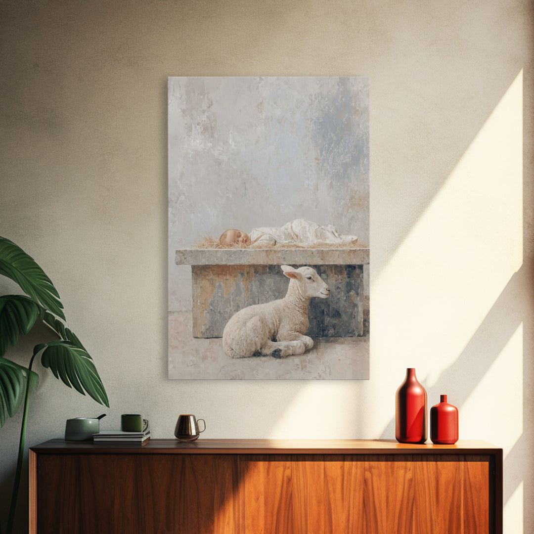 Manger Quiet Hope – Framed Canvas Print – Christian Wall Art – Christian Christmas Art – Christian Art Canvas – Subtle Christian Art – Jesu
