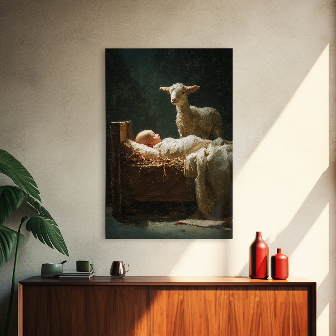 Gentle Watch Grace – Framed Canvas Print – Christian Art Canvas – Modern Christian Painting – Christian Wall Art – Jesus Christmas Art – Ch
