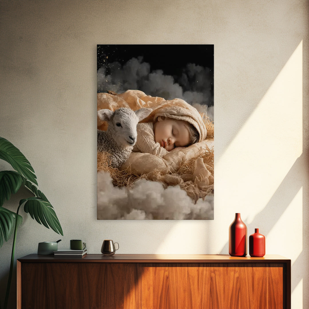 Heaven’s Soft Peace – Framed Canvas Print – Christian Wall Art – Christian Art Canvas – Jesus Painting – Christian Christmas Art – Christia