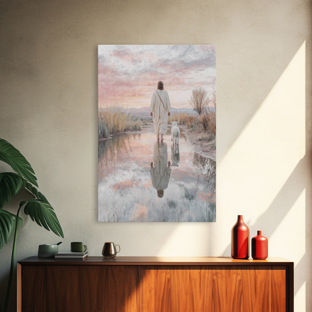 Still Waters Grace – Framed Canvas Print – Christian Art Canvas – Christian Painting – Jesus Art Print – Large Christian Art – Christian De