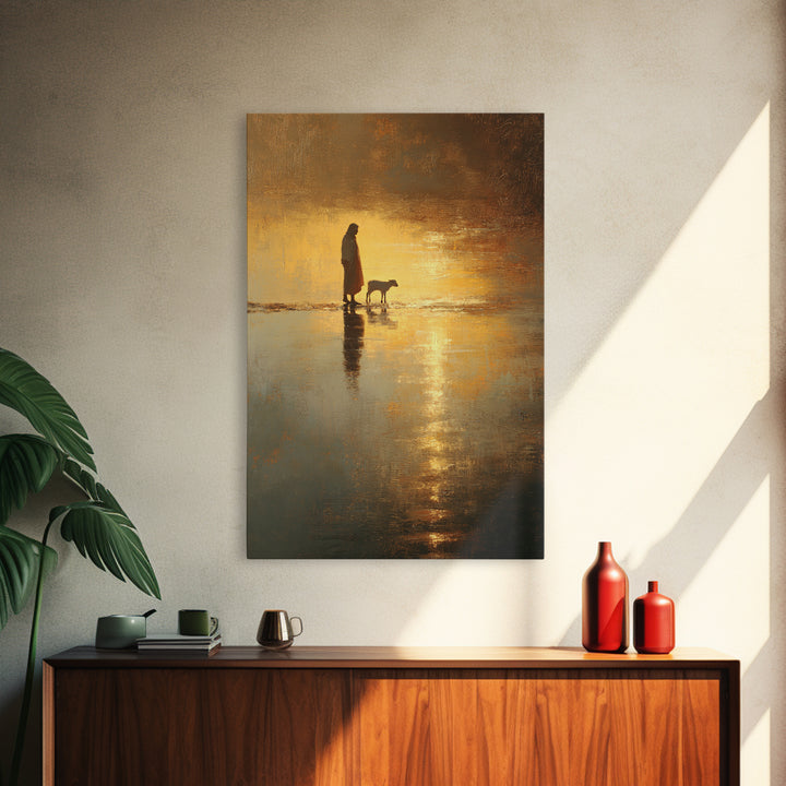 Golden Quiet Valley – Framed Canvas Print – Christian Art Canvas – Moody Christian Art – Jesus Painting – Christian Wall Art – Christian De
