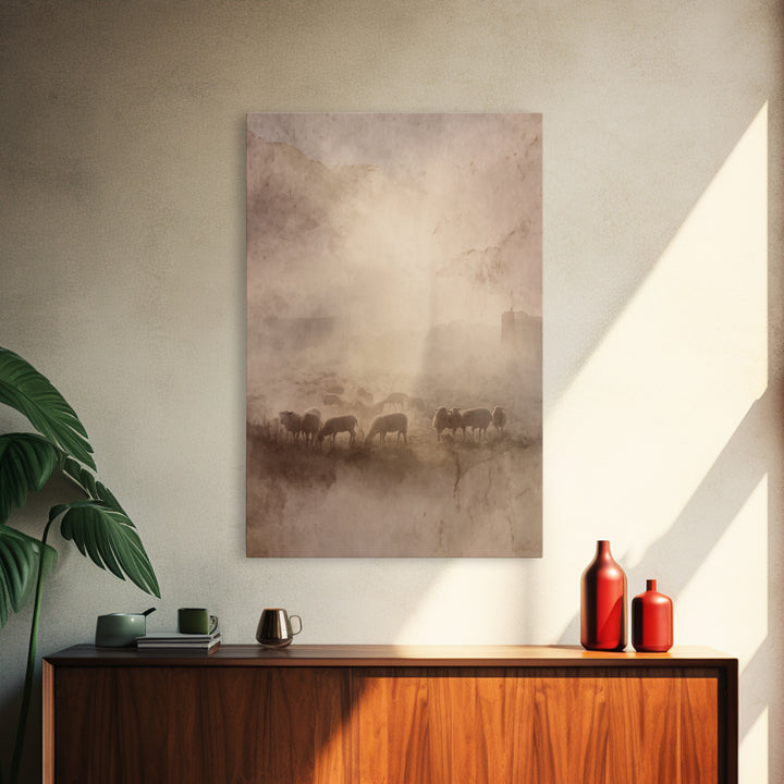 Morning Flock Rising – Framed Canvas Print – Christian Art Canvas – Subtle Christian Art – Christian Wall Art – Jesus Painting – Christian