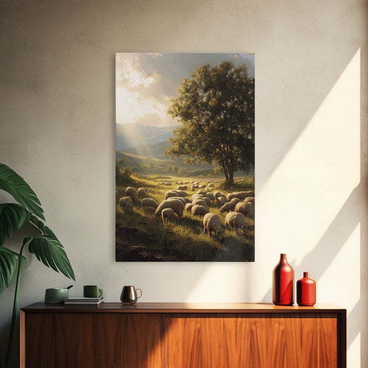 Dawn Of The Shepherds – Framed Canvas Print – Christian Wall Art – Christian Art Canvas – Christian Christmas Art – Pastoral Scenery – Chri