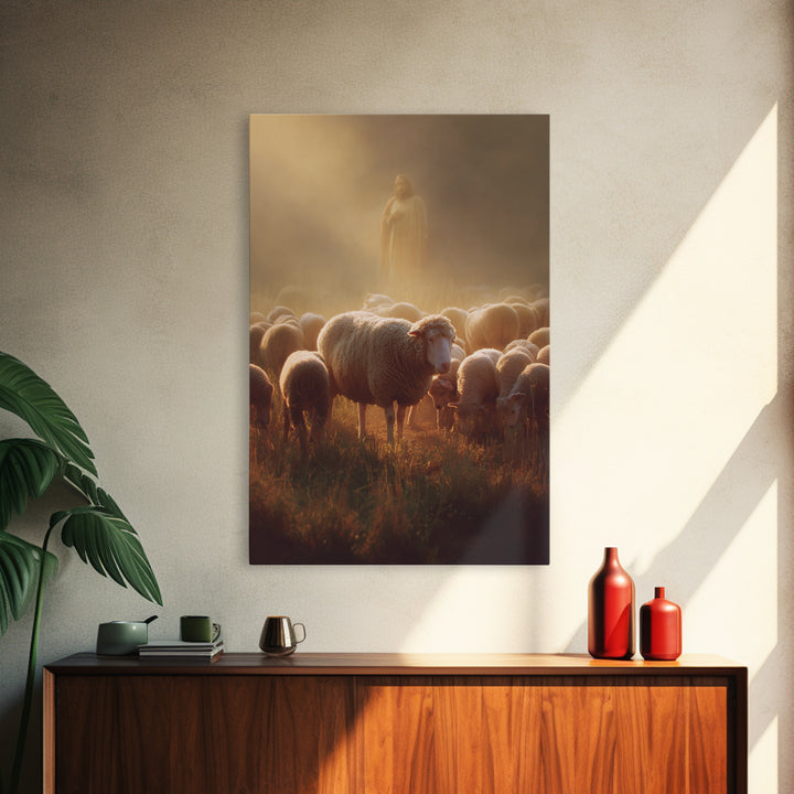 Shepherd’s Watchlight – Framed Canvas Print – Jesus Painting – Christian Art Canvas – Christian Christmas Art – Moody Christian Art – Chris