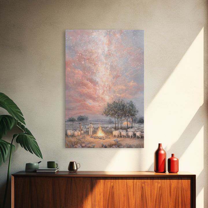 Glory In The Heavens – Framed Canvas Print – Christian Art Canvas – Christmas Art – Christian Wall Art – Christian Christmas Decor – Modern