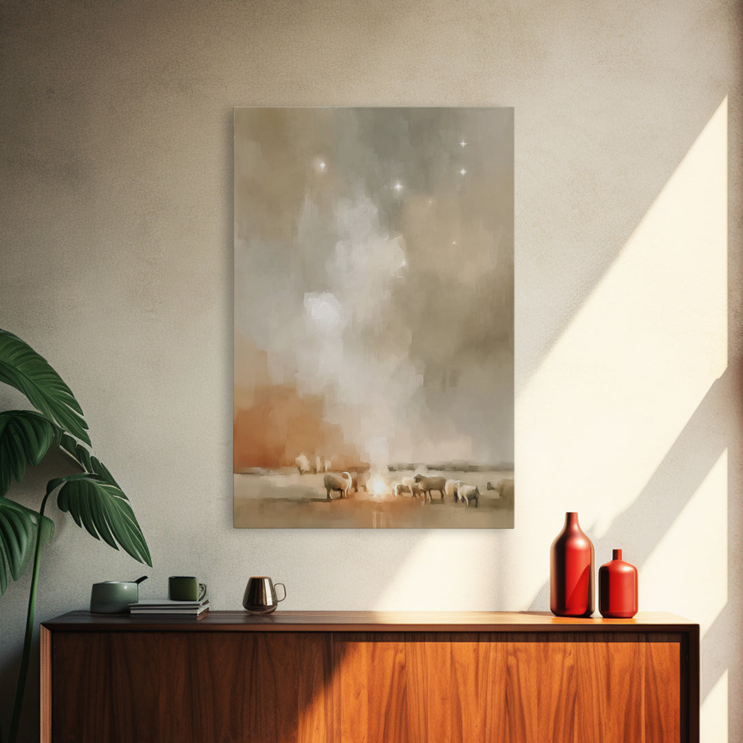 Silent Star Rising – Framed Canvas Print – Christian Wall Art – Christmas Art – Christian Art Canvas – Vintage Christian Art – Christian Ch