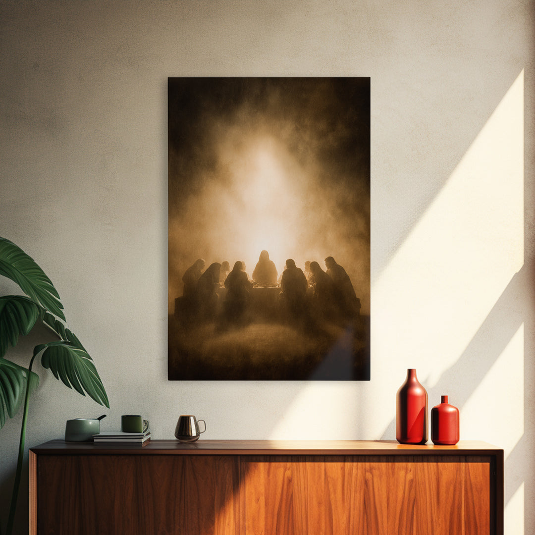 Supper Of Grace – Framed Canvas Print – Christian Art Canvas – Christian Wall Art – Jesus Painting – Christian Christmas Art – Vintage Chri