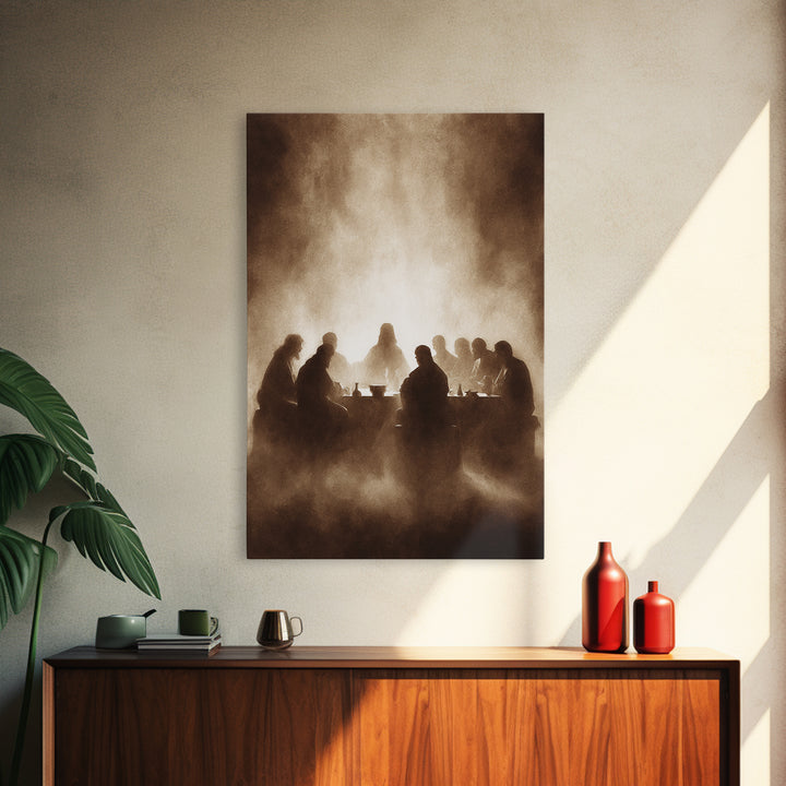 Table Of Fellowship – Framed Canvas Print – Christian Wall Art – Jesus Painting – Christian Art Canvas – Moody Christian Art – Christian Ch
