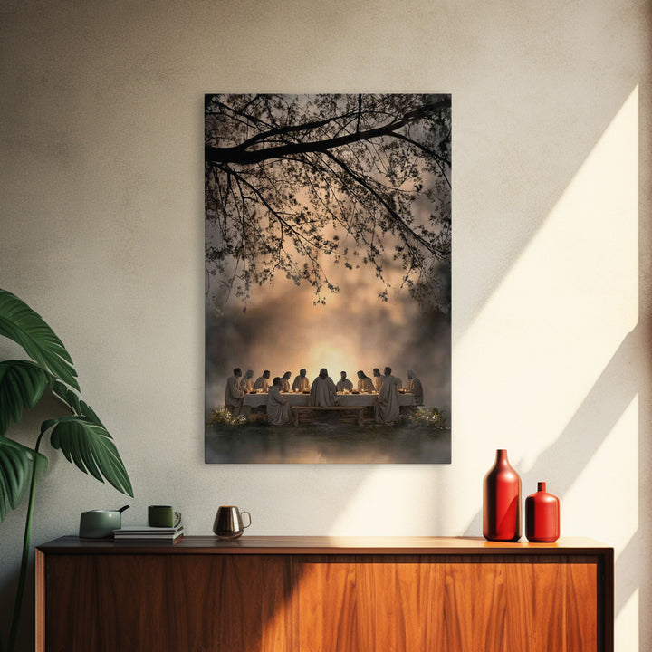 Sacred Gathering – Framed Canvas Print – Christian Wall Art – Christian Art Canvas – Jesus Painting – Subtle Christian Art – Christian Chri