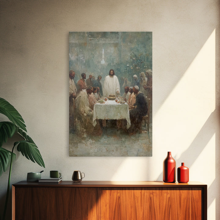 Garden Supper Peace – Framed Canvas Print – Christian Art Canvas – Jesus Painting – Christian Wall Art – Christian Christmas Art – Moody Ch