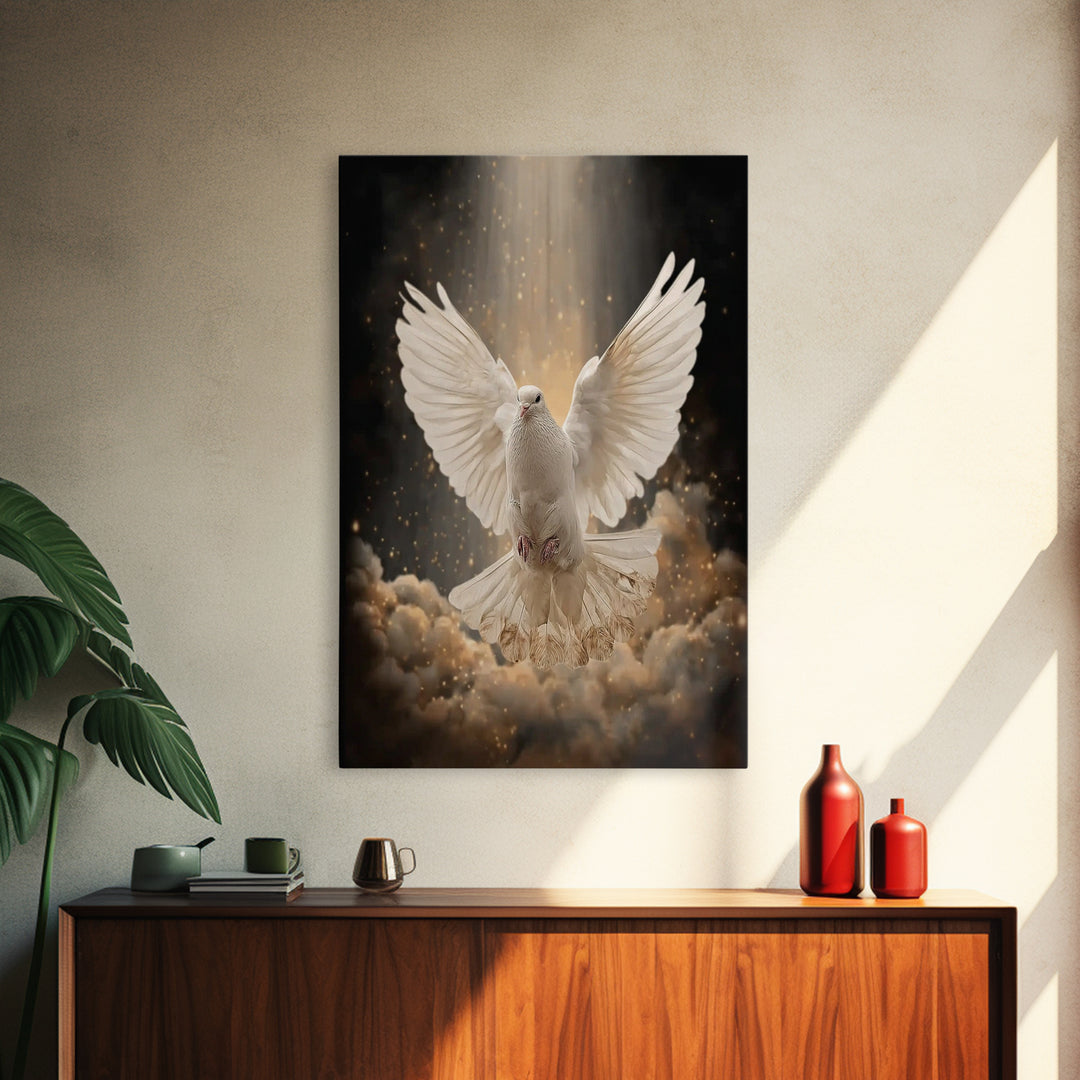 Holy Flight – Framed Canvas Print – Christian Art Canvas – Christian Wall Art – Christmas Art – Modern Christian Art – Christian Decoration