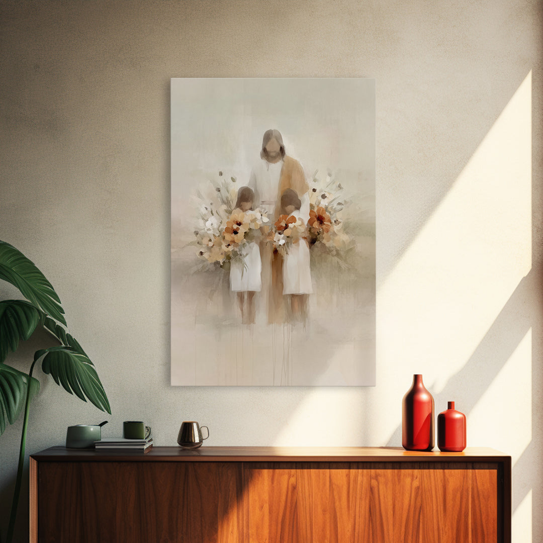 Garden Of Blessing | Framed Canvas Print | Christian Art Canvas | Jesus Art Print | Minimalist Christian Art | Christian Wall Art | Christi