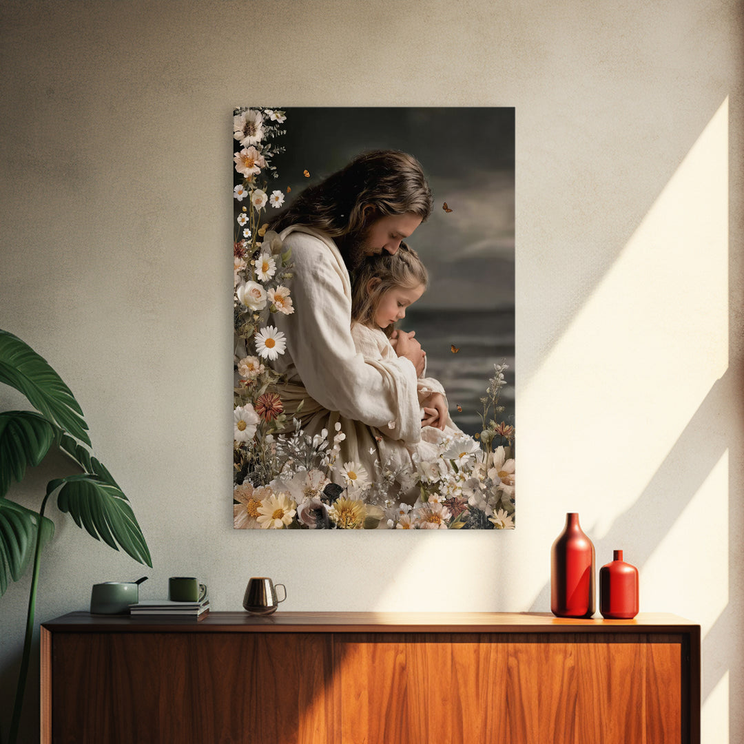 Gentle Comfort – Framed Canvas Print – Jesus Painting – Christian Wall Art – Christian Art Canvas – Subtle Christian Art – Christian Gift I