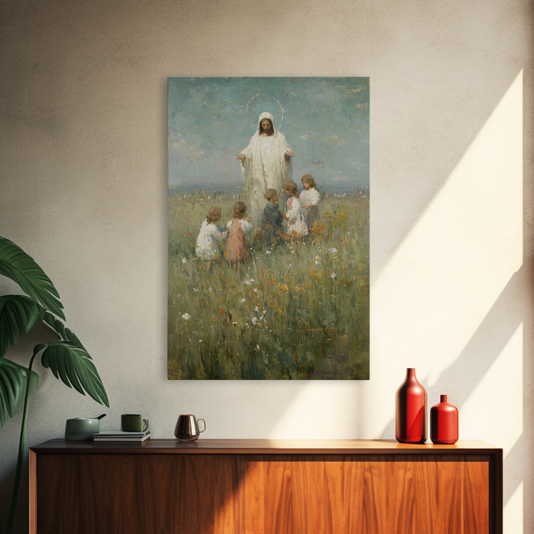 Field Of Hope – Framed Canvas Print – Christian Art Canvas – Jesus Painting – Christian Wall Art – Vintage Christian Art – Christian Art