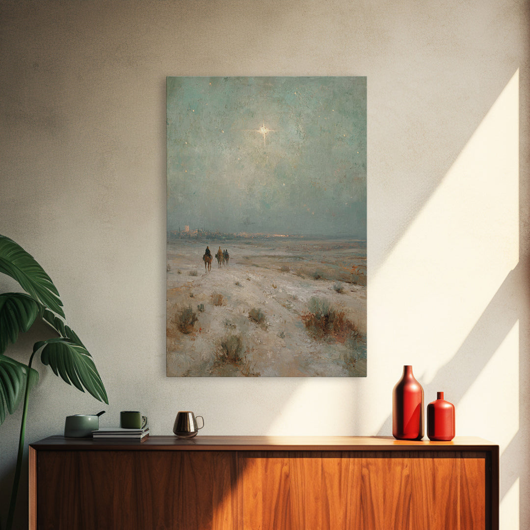 Three Kings Journey | Framed Canvas Print | Christmas Art | Christian Wall Art | Christian Art Canvas | Christian Christmas Art | Vintage C