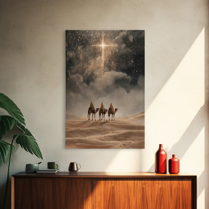 Three Gifts Journey | Framed Canvas Print | Christmas Art | Christian Art Canvas | Christian Wall Art | Vintage Christmas Art | Christian C