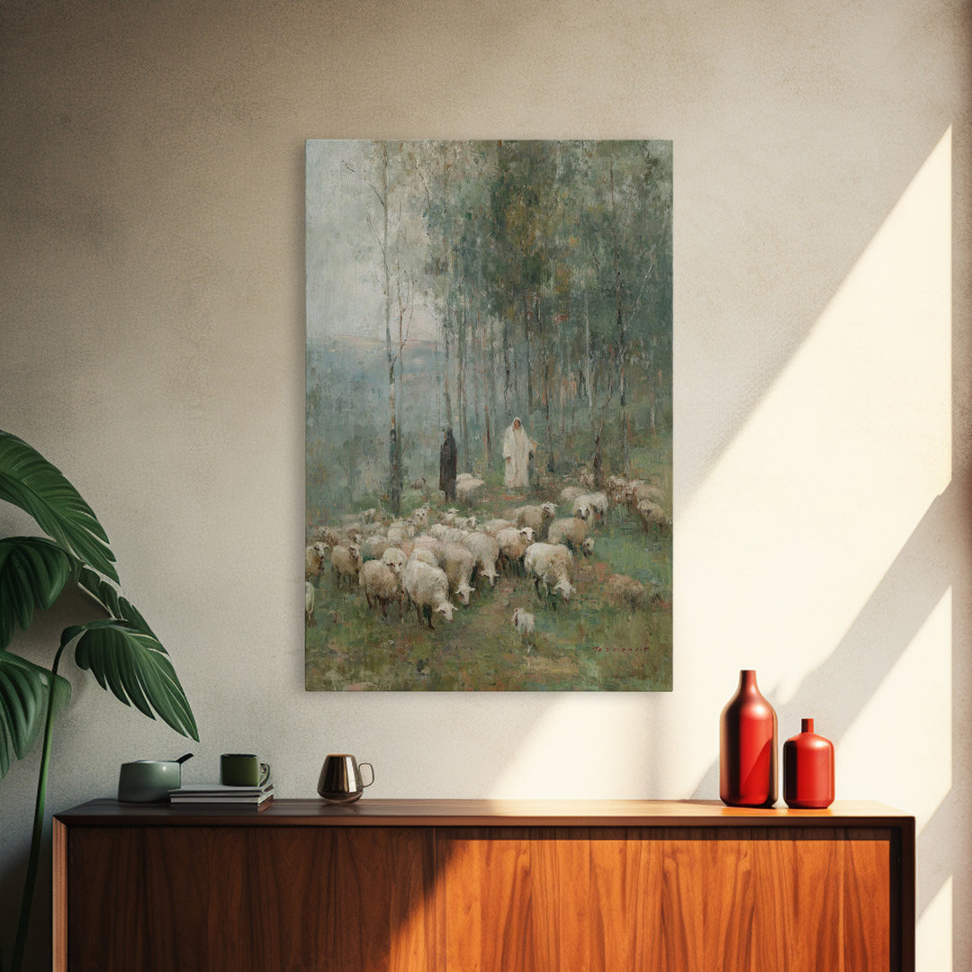 Pasture Of Grace – Framed Canvas Print – Christian Art Canvas – Christian Wall Art – Christian Painting – Subtle Christian Art – Christian