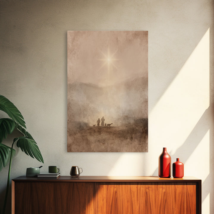 Desert Star Rise – Framed Canvas Print – Christian Christmas Art – Christmas Art Prints – Christian Art Canvas – Christian Wall Art