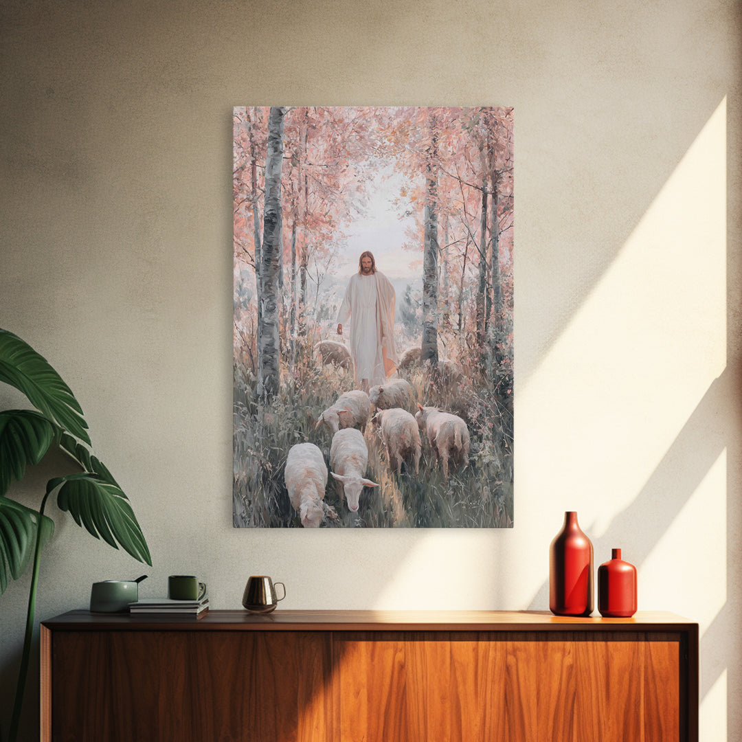 Autumn Grace Walk – Framed Canvas Print – Christian Art Canvas – Jesus Painting – Christian Wall Art – Christian Christmas Art – Modern Chr