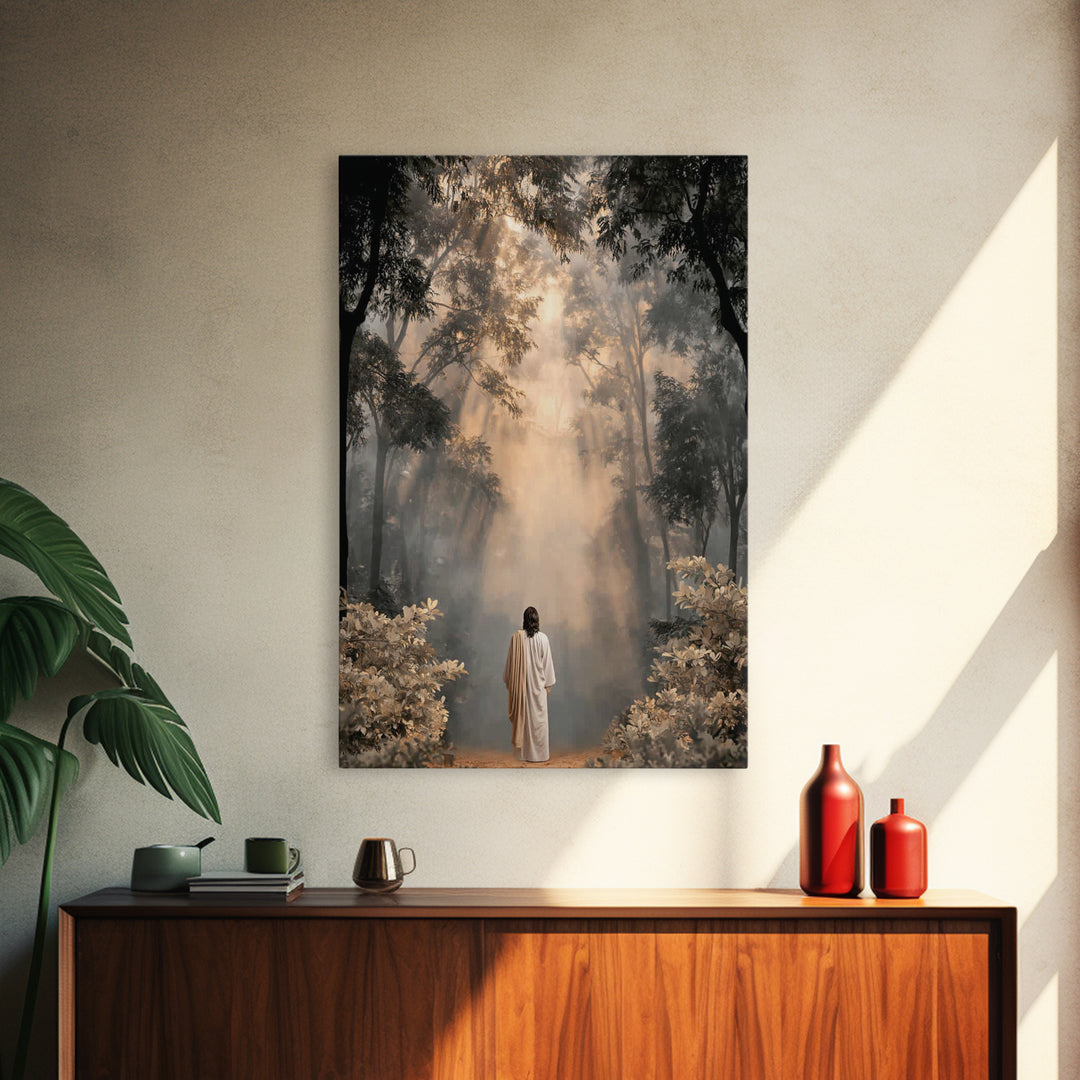 Heavenlit Journey – Framed Canvas Print – Christian Wall Art – Christian Art Canvas – Moody Christian Art – Christian Painting – Christmas