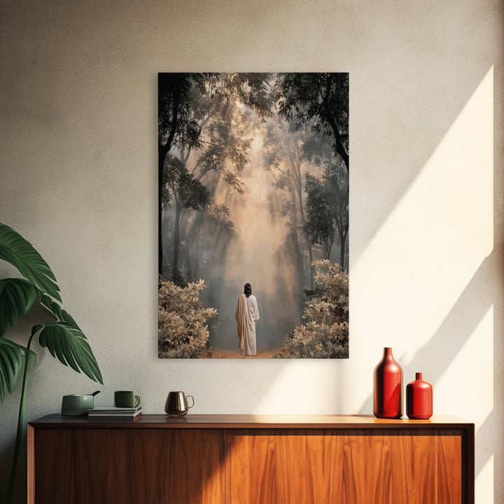 Heavenlit Journey – Framed Canvas Print – Christian Wall Art – Christian Art Canvas – Moody Christian Art – Christian Painting – Christmas