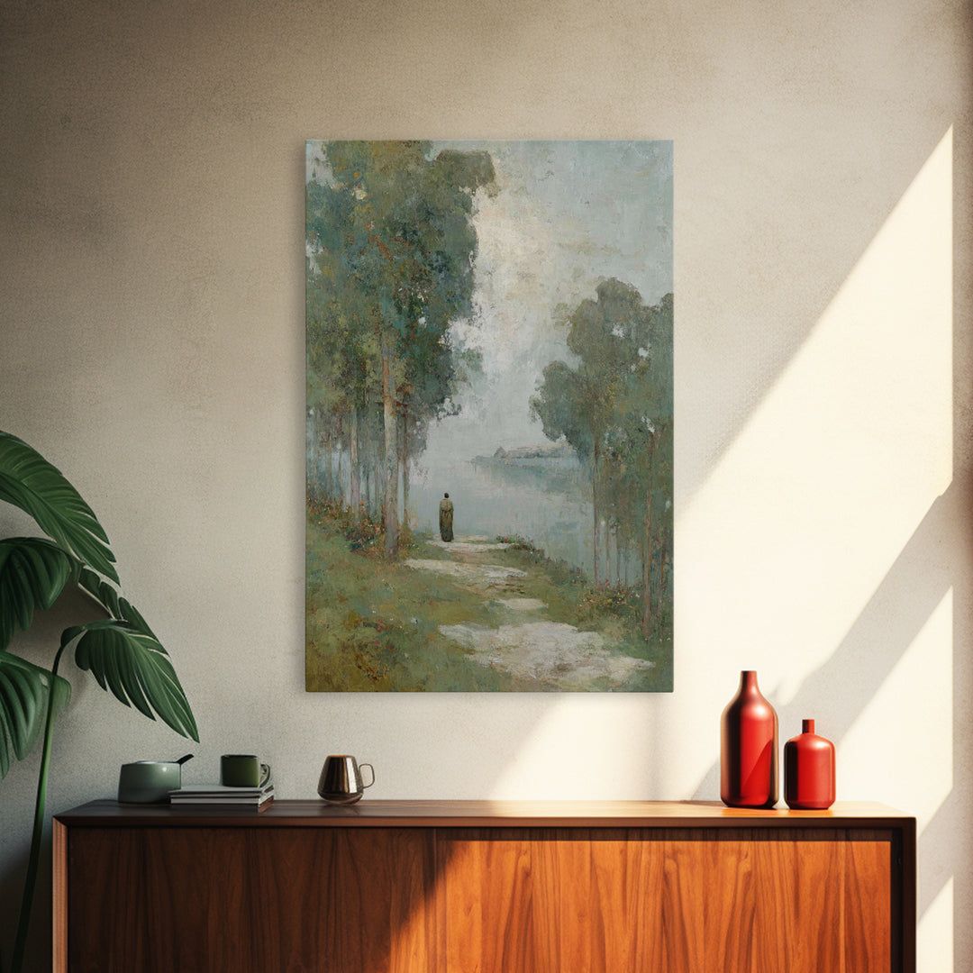 Quiet Pilgrim Way – Framed Canvas Print – Christian Art Canvas – Christian Wall Art – Vintage Christian Art – Christmas Wall Art – Christia