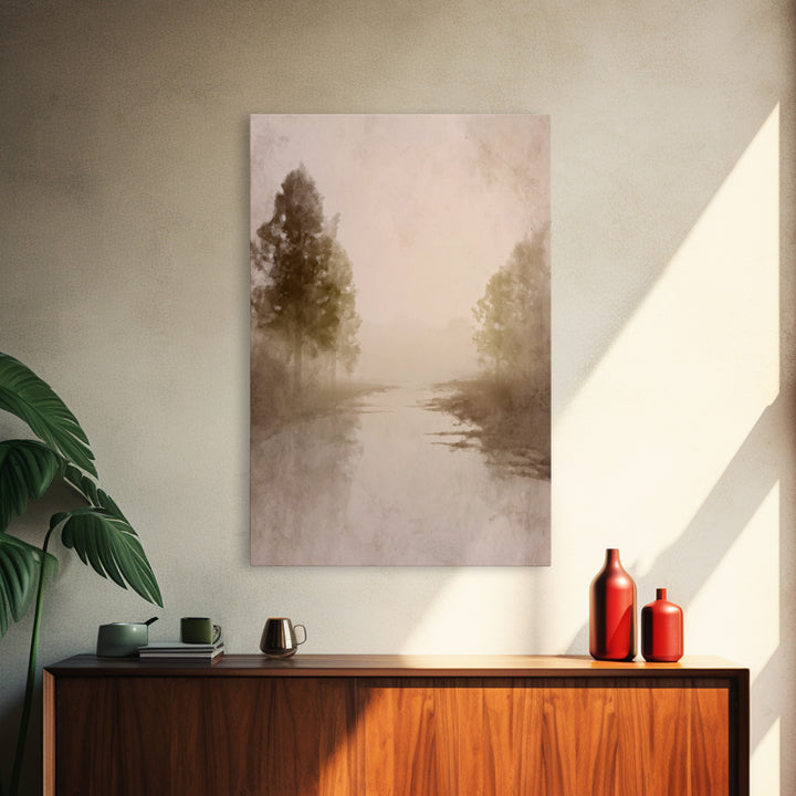 Misty River Hope – Framed Canvas Print – Christian Art Canvas – Christian Wall Art – Subtle Christian Art – Christmas Art – Christian Decor