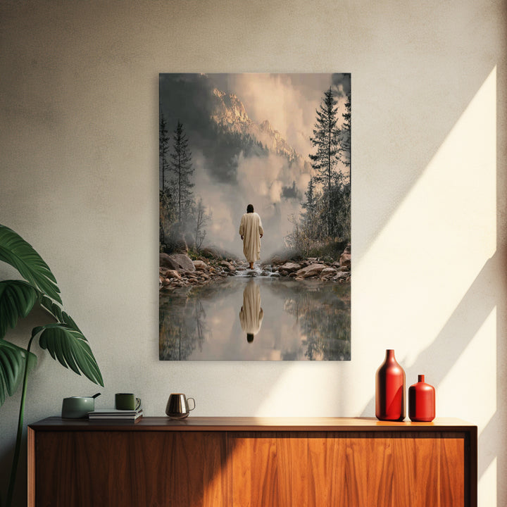 Mountain Refuge | Framed Canvas Print | Christian Art Canvas | Jesus Painting | Christian Decor For Home | Large Christian Art | Christmas