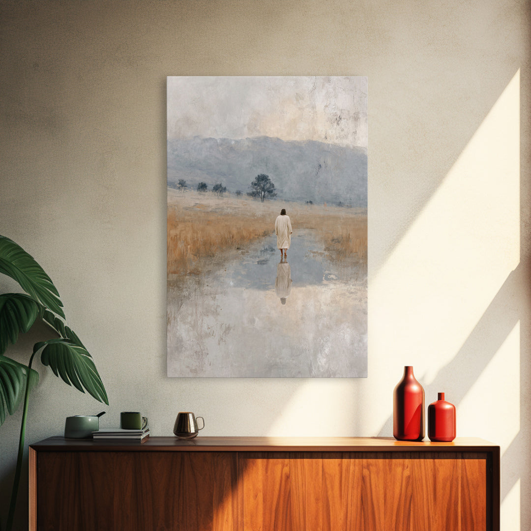 Sacred Plains | Framed Canvas Print | Christian Art Canvas | Large Jesus Painting | Christian Christmas Art | Christian Art Gift | Vintage