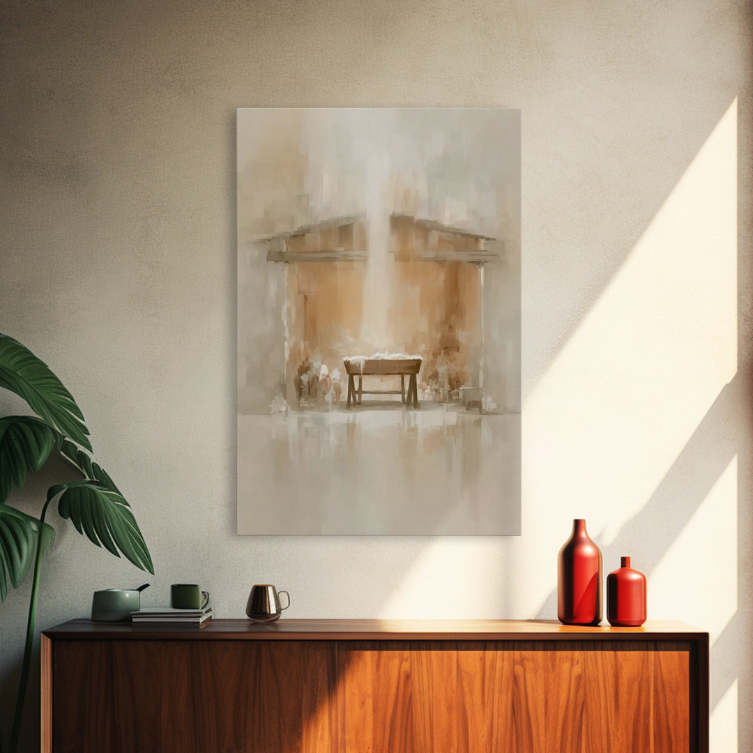 Holy Manger Light | Framed Canvas Print | Christian Art Canvas | Christmas Wall Art | Christian Christmas Art | Subtle Christian Art | Chri
