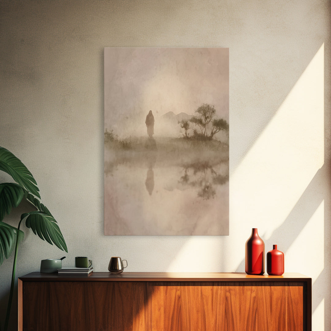 Desert Halo – Framed Canvas Print – Christian Art – Christian Wall Art – Jesus Painting – Christian Christmas Decorations – Modern Christia