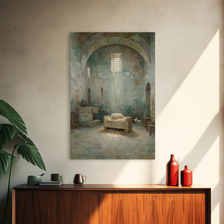 Sanctuary Manger Peace | Framed Canvas Print | Christian Wall Art | Vintage Christian Art | Christian Art Canvas | Christian Painting | Sub
