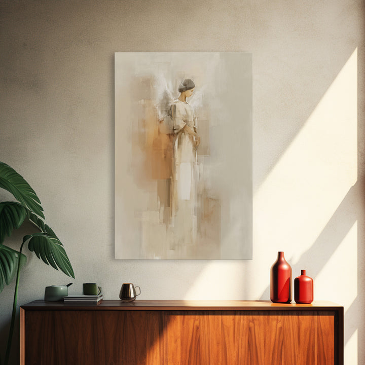 Silent Wings Blessing, Framed Canvas Print, Christian Wall Art, Christian Art Canvas, Christian Painting, Minimalist Christian Art, Christi