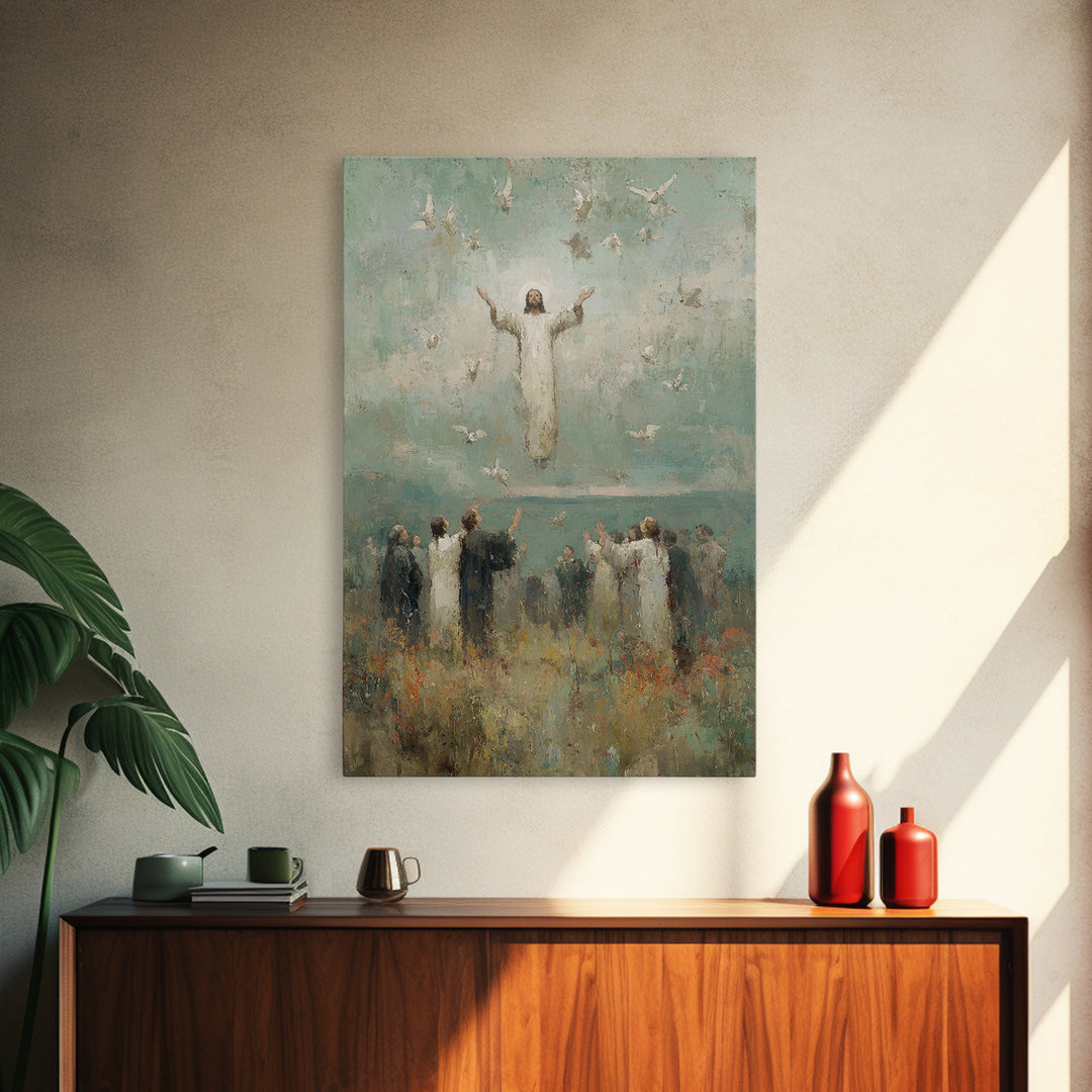 Ascension Light, Framed Canvas Print, Christian Art Canvas, Christian Wall Art, Jesus Painting, Modern Christian Painting, Christian Christ